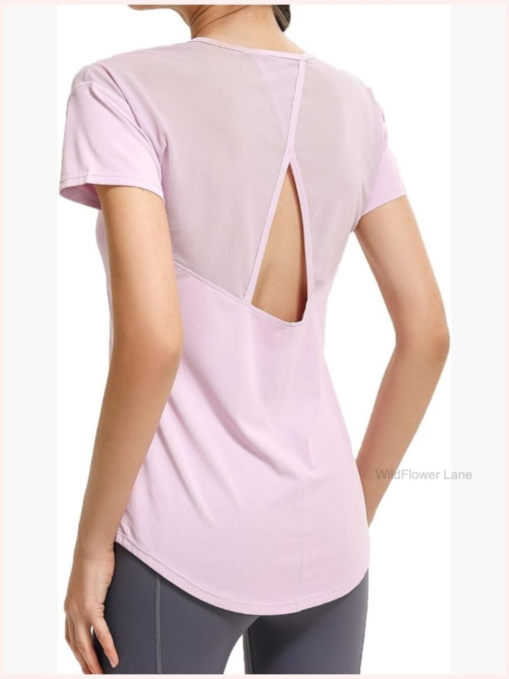 Short Sleeve Mesh Athletic Top Open Back Workout Tank